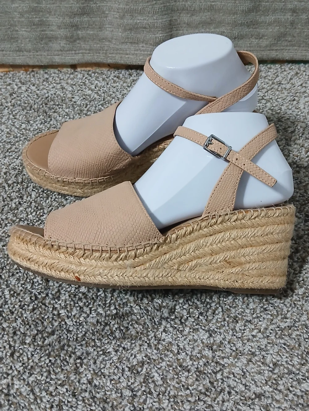 Franco Sarto Neutral Beige Espadrille Wedge Sandals